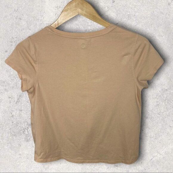 Lululemon Pleats and Thank You Peach Short Sleeve Crop Top‎ Size 4 Tee 2020 Tee - Picture 5 of 11